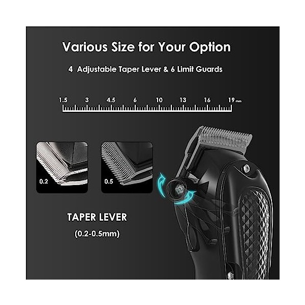 KEMEI Tondeuse à cheveux professionnelle pour homme - Kit de tondeuse à cheveux sans fil et filaire pour coupe et toilettage 