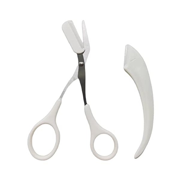 GIMIRO 2 Pieces/Pack Eyebrow scissors avec eyebrow Comb eyebrow razor Removal Shaver make up Tools White 