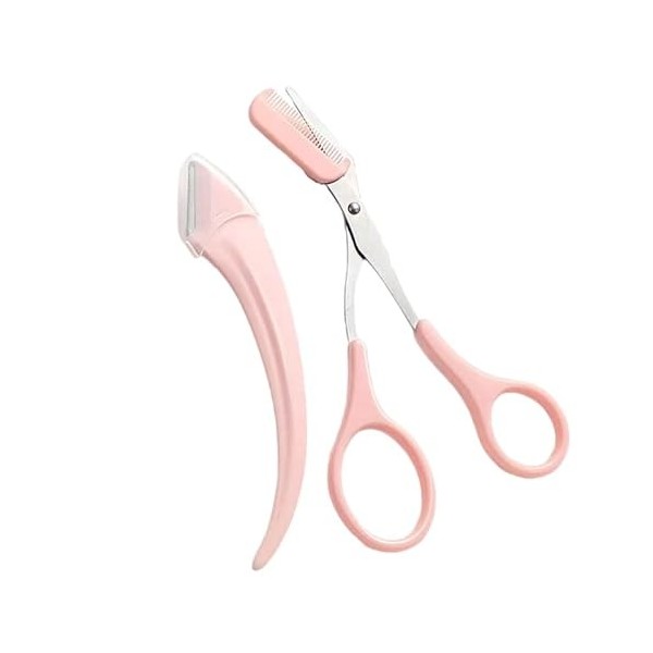 GIMIRO 2 Pieces/Pack Eyebrow scissors avec eyebrow Comb eyebrow razor Removal Shaver make up Tools White 