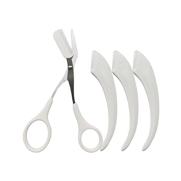 GIMIRO 2 Pieces/Pack Eyebrow scissors avec eyebrow Comb eyebrow razor Removal Shaver make up Tools White 