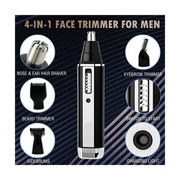 Tondeuse faciale pour homme, tondeuse à poils du nez et des oreilles, rasoir électrique rechargeable par USB, tondeuse à sour