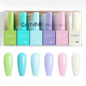 CANNI HEMA FREE Vernis à Ongles Gel Semi Permanent 6 Couleur Lot Vernis à Ongles Gel UV Gel Nail Polish marron gris bleu Gel 