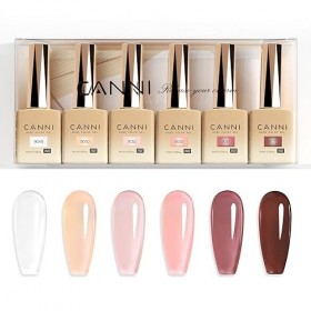 CANNI HEMA FREE Vernis à Ongles Gel Semi Permanent Transparent blanc rose doré marron 6 Couleur Gel Nail Polish Gel Semi-perm