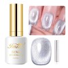 Imtiti Vernis à ongles gel de couleur vert clair, 15 ml holographique 9D yeux de chat pailleté, vernis à ongles gel UV magnét