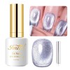 Imtiti Vernis à ongles gel de couleur vert clair, 15 ml holographique 9D yeux de chat pailleté, vernis à ongles gel UV magnét