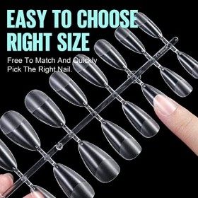 TOMICCA Kit Pose Américaine Ongle- Capsule Americaine Ongle,Court Amande 240 PCS 12 Tailles Double Face Poli Couverture Compl