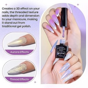 SUPWEE Ensemble de Vernis à Ongles Gel Perlé 12 Couleurs Paillettes Shimmer Sirène Gel Vernis Nacré Coquille Effet Spirale Ge