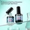 Morovan Nail Prep et Primer - 2Pcs Primer Vernis Semi Permanent 15ml Deshydrateur Ongle Professionnel Nail Primer Kit pour Ve