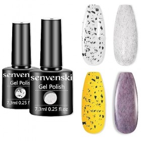Senvenski Semi Permanent Vernis à Ongles Gel Gelée Cristal Transparente Rouge Orange Ambre Couleur Ongles Shellac Cadeau UV L