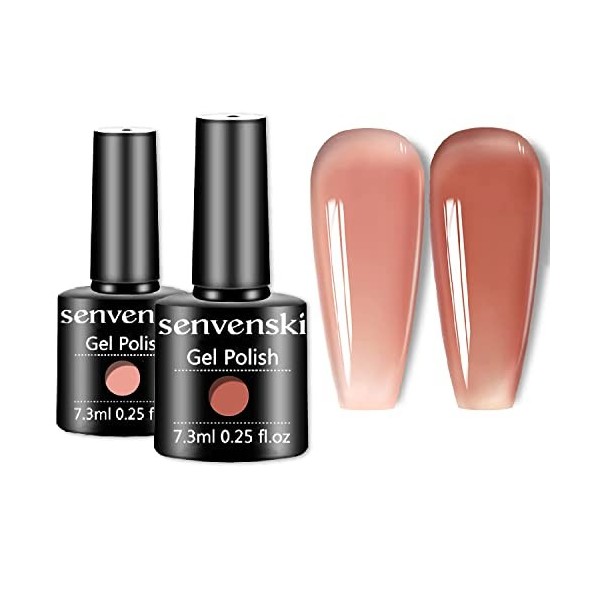 Senvenski Semi Permanent Vernis à Ongles Gel Gelée Cristal Transparente Rouge Orange Ambre Couleur Ongles Shellac Cadeau UV L