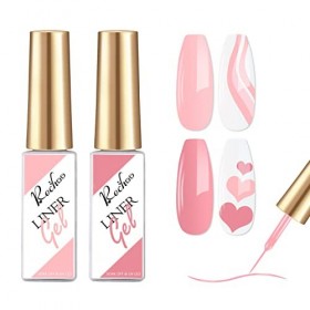 Rechoo 2pcs Gel Liner Nail Polish, 2 * 8ML Blanc & Violet Perlé Scintillant Vernis à ongles en Gel pour Fineliner Nailart, Se