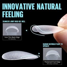 TOMICCA 360 Pièces 15 Tailles Capsule Americaine Ongle-Pose Americaine Ongle-Capsules Ongles Couverture Complète Gel Faux Ong