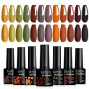 LILYCUTE Vernis Semi Permanent Automne Hiver, 12 Couleurs Vernis à Ongles Lot Orange Rouge Marron Gel Ongle UV, Manucure Soa