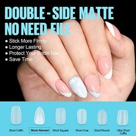 TOMICCA 360 Pièces 15 Tailles Capsule Americaine Ongle-Pose Americaine Ongle, Court Amande Capsules Ongles dépoli Couverture 