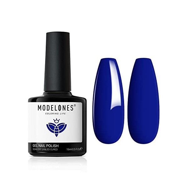 modelones Vernis Semi Permanent Bleu,15ml Vernis à Ongles, Nail Art Vernis Gel Uv Semi Permanent, UV LED Soak Off Nail Design