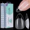 TOMICCA Pose Américaine Ongle- Capsule Americaine Ongle,Court Amande 240 PCS 12 Tailles Double Face Poli Couverture Complète 