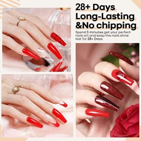 modelones Vernis Semi Permanent,15ml Vernis à Ongles Rouge, Nail Art Vernis Gel Uv Semi Permanent, UV LED Soak Off Nail Desig