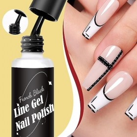 2 * 7ml Couleurs Vernis Semi Permanent Liner, Vernis à Ongles Gel Liner Kit Pour Salon De Manucure DIY Home, Noir et Blanc.