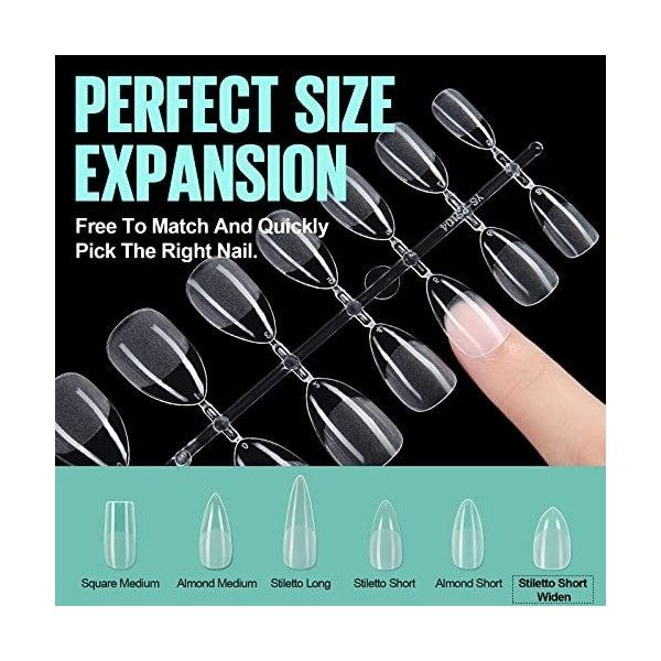 TOMICCA Pose Américaine Ongle- Capsule Americaine Ongle,Court Amande 240 PCS 12 Tailles Double Face Poli Couverture Complète 