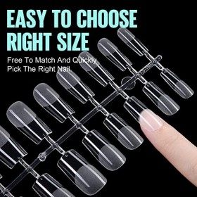 TOMICCA 240 Pièces 12 Tailles Capsule Americaine Ongle-Pose Americaine Ongle,Carré Moyen Capsules Ongles dépoli Couverture Co