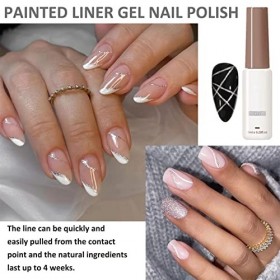 Liner Vernis à ongles gel – Vernis à ongles gel peint à paillettes argentées – Vernis à ongles gel UV Soak Off – Vernis à ong