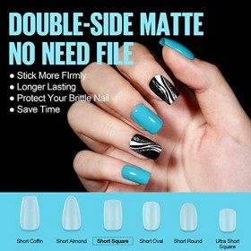 TOMICCA 360 Pièces 15 Tailles Capsule Americaine Ongle-Pose Americaine Ongle,Court Cercueil Capsules Ongles dépoli Couverture