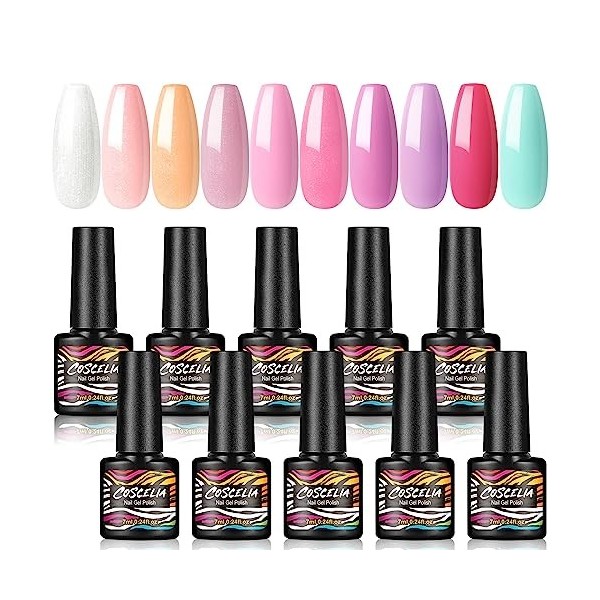 COSCELIA Gel Vernis à ongles Set 10 U V Vernis à ongles Set 7ML U V Vernis à ongles Gel Nail Art Gel Nail Vernis Kit Nail Art