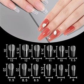 Nail Art Ongles Faux Ongles, 500 Pièces 12 Tailles Cercueil Medium Capsules Ongles pour Les Extensions Dongles Salons de Man