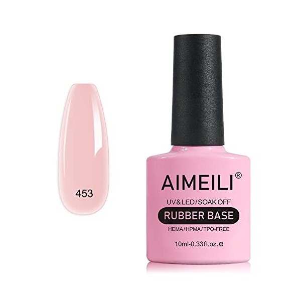 AIMEILI Vernis Semi Permanent Gel Rubber Base Coat Rose Nude Couleur Gel Polish UV LED Renforcement et Réparation de Manucure