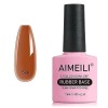 AIMEILI Vernis Semi Permanent Gel Rubber Base Coat Transparent Gel Polish UV LED Renforcement et Réparation de Manucure, Coll