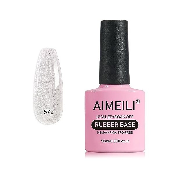 AIMEILI Vernis Semi Permanent Gel Rubber Base Coat Transparent Gel Polish UV LED Renforcement et Réparation de Manucure, Coll