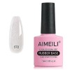 AIMEILI Vernis Semi Permanent Gel Rubber Base Coat Transparent Gel Polish UV LED Renforcement et Réparation de Manucure, Coll