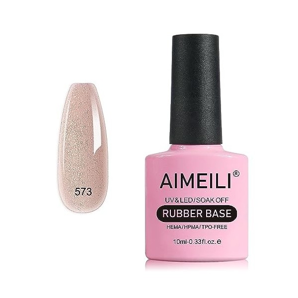 AIMEILI Vernis Semi Permanent Gel Rubber Base Coat Transparent Gel Polish UV LED Renforcement et Réparation de Manucure, Coll