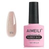 AIMEILI Vernis Semi Permanent Gel Rubber Base Coat Transparent Gel Polish UV LED Renforcement et Réparation de Manucure, Coll