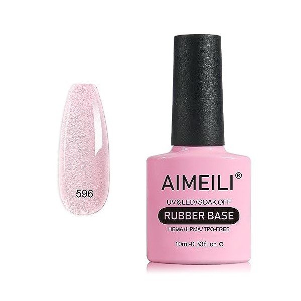AIMEILI Vernis Semi Permanent Gel Rubber Base Coat Transparent Gel Polish UV LED Renforcement et Réparation de Manucure, Coll...