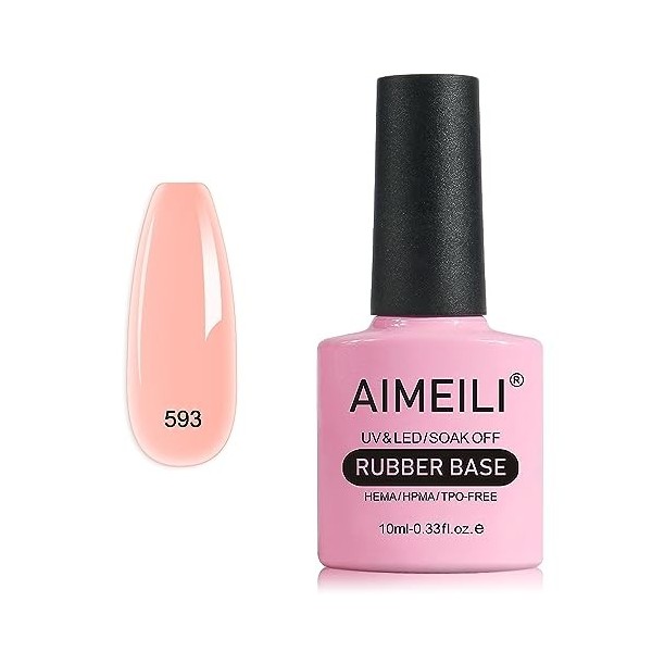 AIMEILI Vernis Semi Permanent Gel Rubber Base Coat Transparent Gel Polish UV LED Renforcement et Réparation de Manucure, Coll...