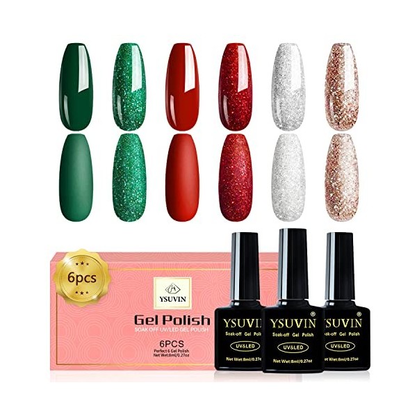 YSUVIN Vernis Semi Permanent, 6 Couleurs Automne Hiver Citrouille Orangé Nudee Brun Foncé Paillettes Lautomne Vernis à Ongle