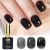 YTD Likomey Vernis Gel Semi Permanent,15ml Noir Translucide Naturel French Nude Vernis à Ongle,Soak Off UV LED Vernis Gel Ver