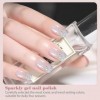 Aieenjor Vernis Semi Permanent Pailleté, Vernis Argent UV LED Soak Off Nail Art Kit Vernis Semi Permanent Vernis à Ongles Sil