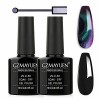 GZMAYUEN Vernis Cat Eyes Semi Permanent 5D Vernis Magnetique Aimant Cat Eyes Vernis Gel Vernis à Ongles Cateyes 2Pcs Noir Ong