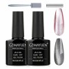 GZMAYUEN Vernis Cat Eyes Semi Permanent 5D Vernis Magnetique Aimant Cat Eyes Vernis Gel Vernis à Ongles Cateyes 2Pcs Noir Ong