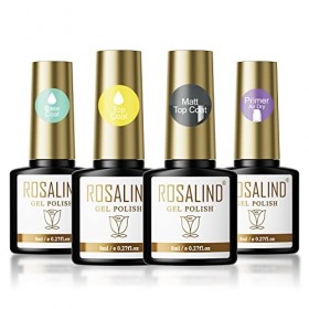 ROSALIND Top Coat Semi Permanent Base Et Top Coat Vernis Semi Permanent 8ml Base Coat Primer Air Dry Top Coat Mat 4ps Pour l