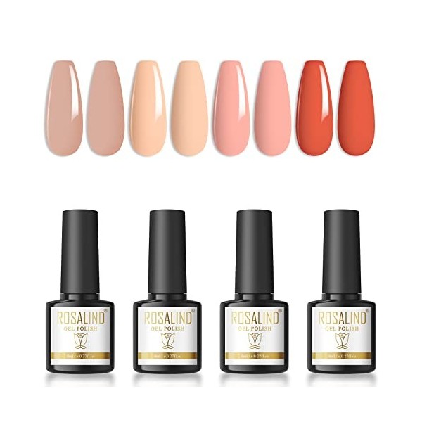 ROSALIND Top Coat Semi Permanent Base Et Top Coat Vernis Semi Permanent 8ml Base Coat Primer Air Dry Top Coat Mat 4ps Pour l