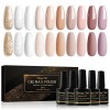 Shining She Vernis Semi Permanent, 10 Couleurs Gris Noir Blanc Paillettes Vernis à Ongles Gel Soak Off UV/LED Semi-permanent 