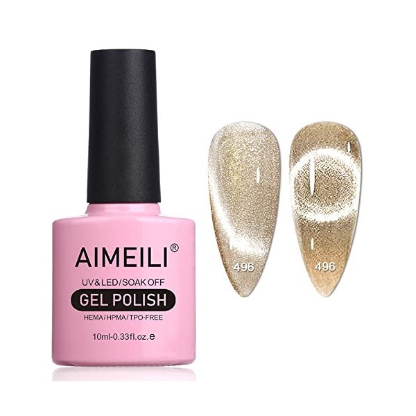 AIMEILI 10ml Vernis Semi Permanent Magnétique Holographique 9D Cat Eye Vernis à Ongles Gels Caméléon Oeil de Chat Phantom - B