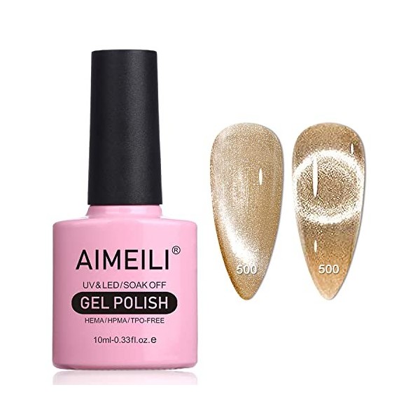 AIMEILI 10ml Vernis Semi Permanent Magnétique Holographique 9D Cat Eye Vernis à Ongles Gels Caméléon Oeil de Chat Phantom - B...