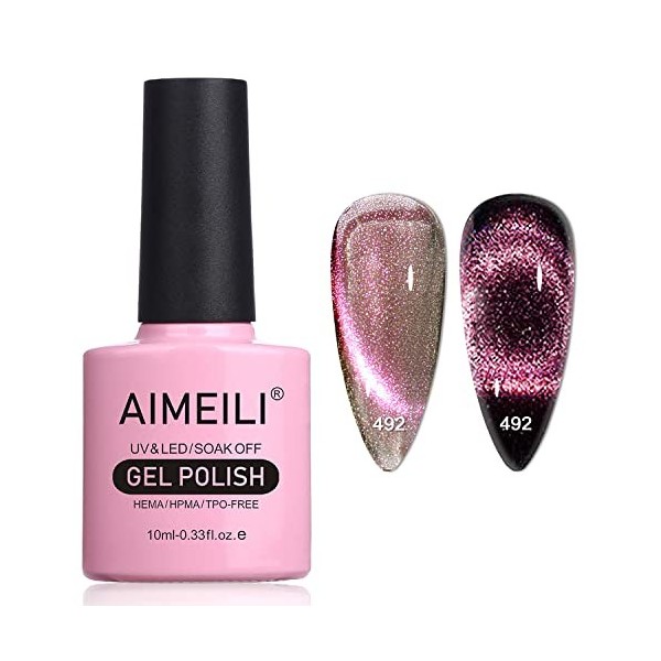 AIMEILI 10ml Vernis Semi Permanent Magnétique Holographique 9D Cat Eye Vernis à Ongles Gels Caméléon Oeil de Chat Phantom - B