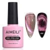 AIMEILI 10ml Vernis Semi Permanent Magnétique Holographique 9D Cat Eye Vernis à Ongles Gels Caméléon Oeil de Chat Phantom - B