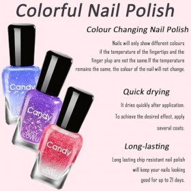 Lot de 4 vernis à ongles gel à paillettes - Séchage rapide - Longue durée - Changement de couleur - Séchage rapide - Séchage 