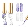 Rechoo Lot de 2 vernis à ongles gel à paillettes blanches et violettes - 10 ml - Pour nail art, manucure française - Shellac 